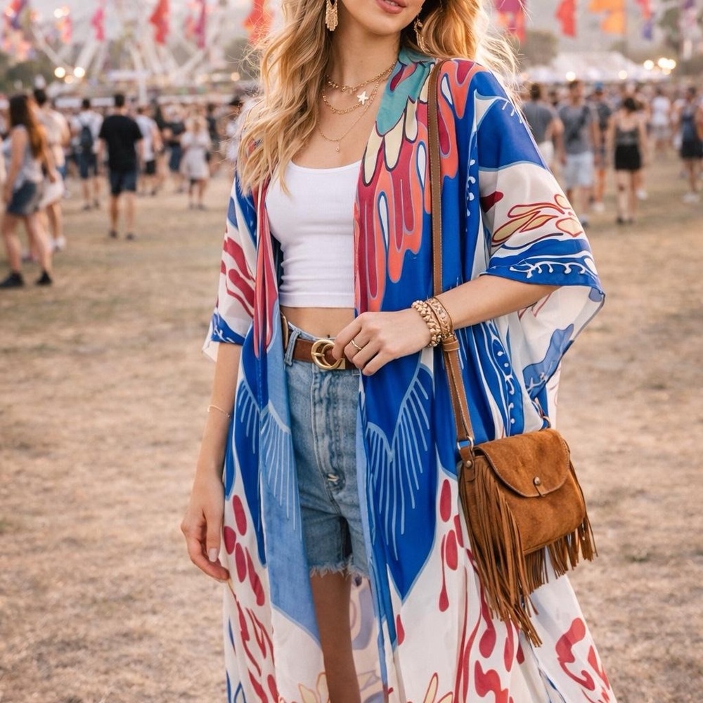 Multi-Color Bohemian Kimono O/S (fits most)
